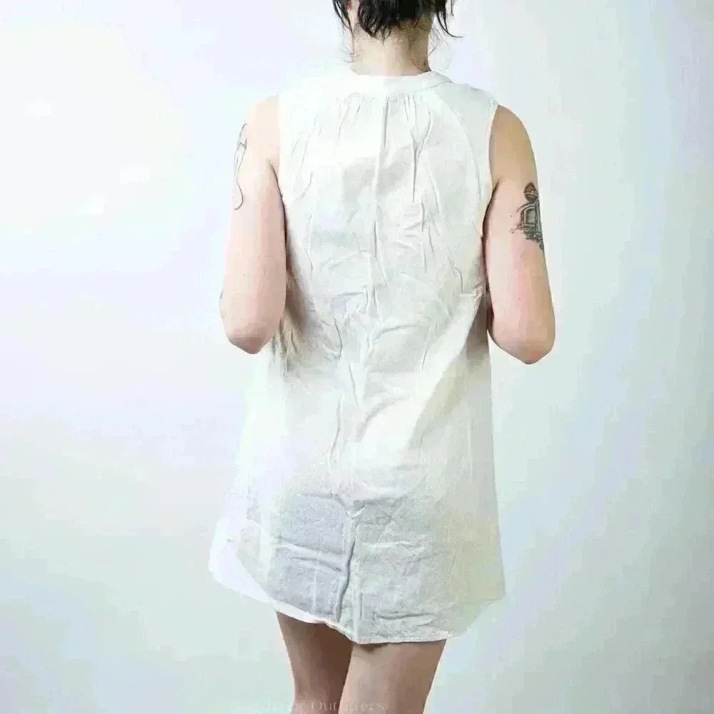 ROXY White Sleeveles Tunic Mini Dress - S